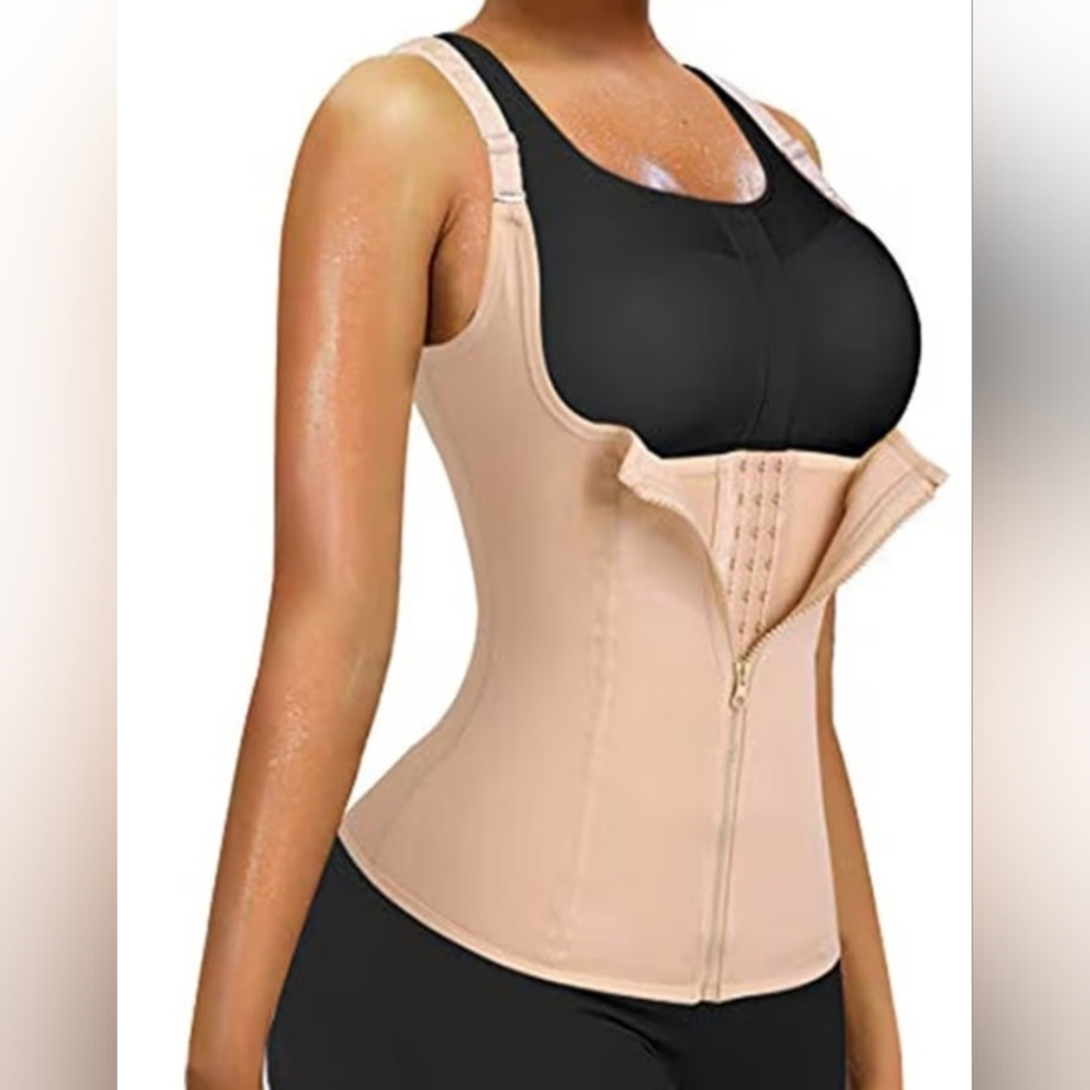 Women Waist Trainer Corset Zipper Vest Body Shaper with Adjustable Straps New